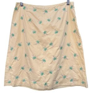 Talbots Women’s Size 6 Yellow Palm Tree Embroidered Cotton Skirt